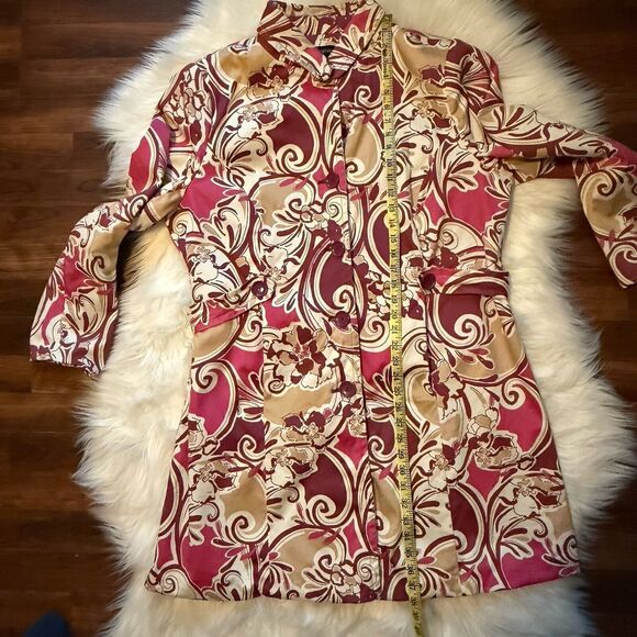 Lane Bryant Floral Long Jacket 20 Pink Purple Lightweight Cotton Lined Boho - Picture 4 of 12